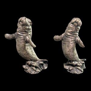 Figurines Pewter Manatee Figurine Statuette 3" T x 2" W
